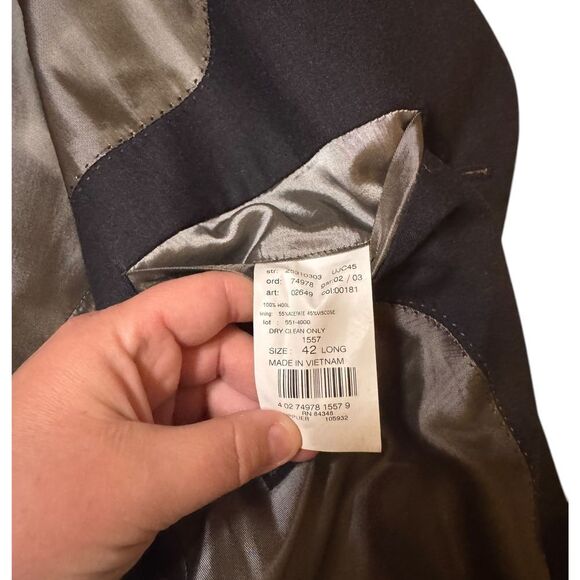 J. Ferrar Blazer Suit Jacket Gray/Black 42 Long 3 Button Double Vent Career - Picture 7 of 8